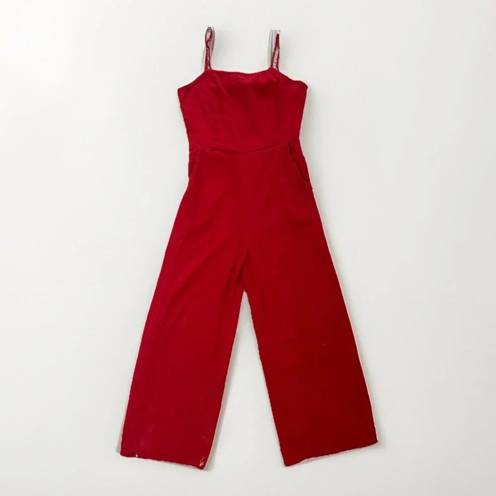 Oak + Fort Jumpsuit Women’s Medium Wide Leg Tie Back Mark On Ankle - Picture 6 of 16